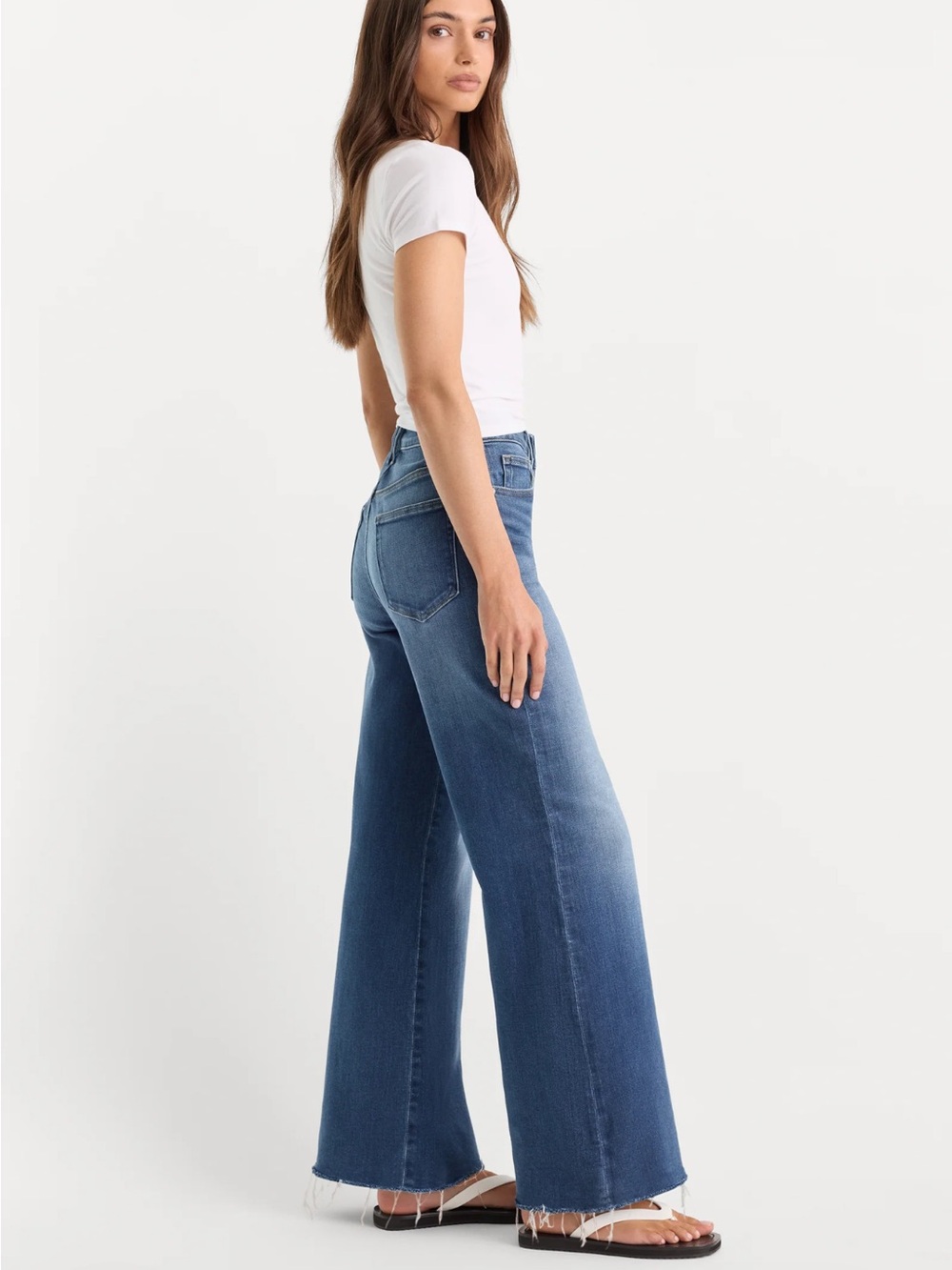 Good American Soft Tech Good Waist Palazzo Ankle Jeans NWT!